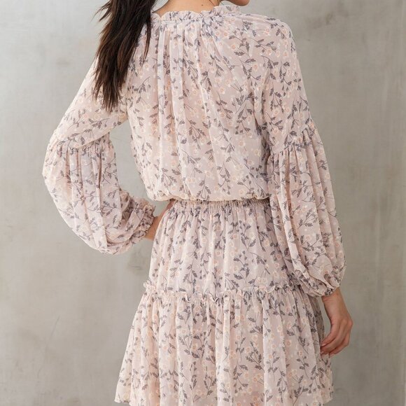 NWT LOVESTITCH Chiffon Peasant Cottagecore Mini Dress - Picture 10 of 13